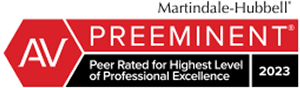 Martindale-Hubbell | AV | Preeminent | Peer Rated for Highest Level of Professional Excellence | 2023